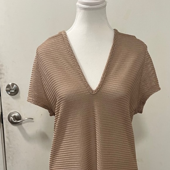 Jordan Taylor Womens Brown Beige Deep V-Neck Hooded Swimsuit Cover Up Size Small - Picture 5 of 12